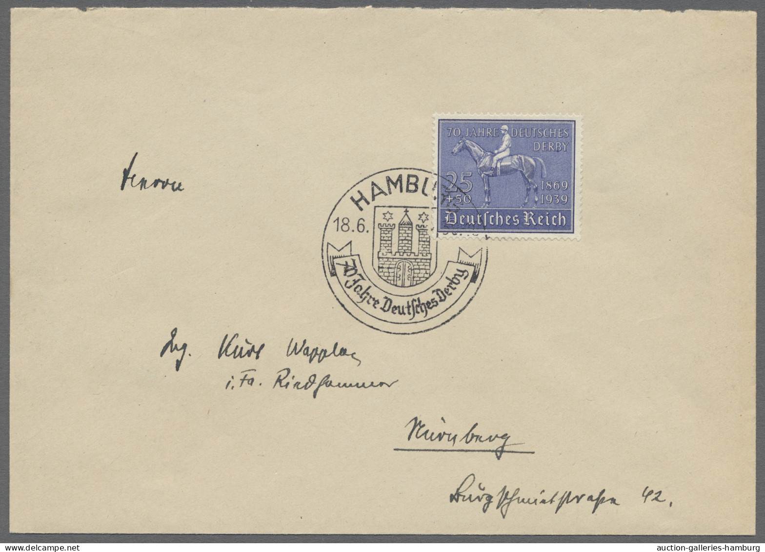 FDC Deutsches Reich - 3. Reich: 1939, Deutsches Derby 70 Jahre, Zwei Briefe Und Ein - Other & Unclassified