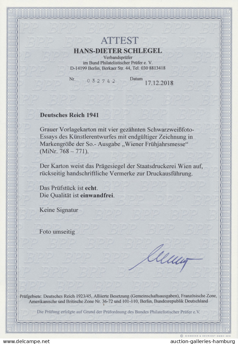 * Deutsches Reich - 3. Reich: 1941, Wiener Frühjahrsmesse, Vorlagekarton Mit Vier - Neufs