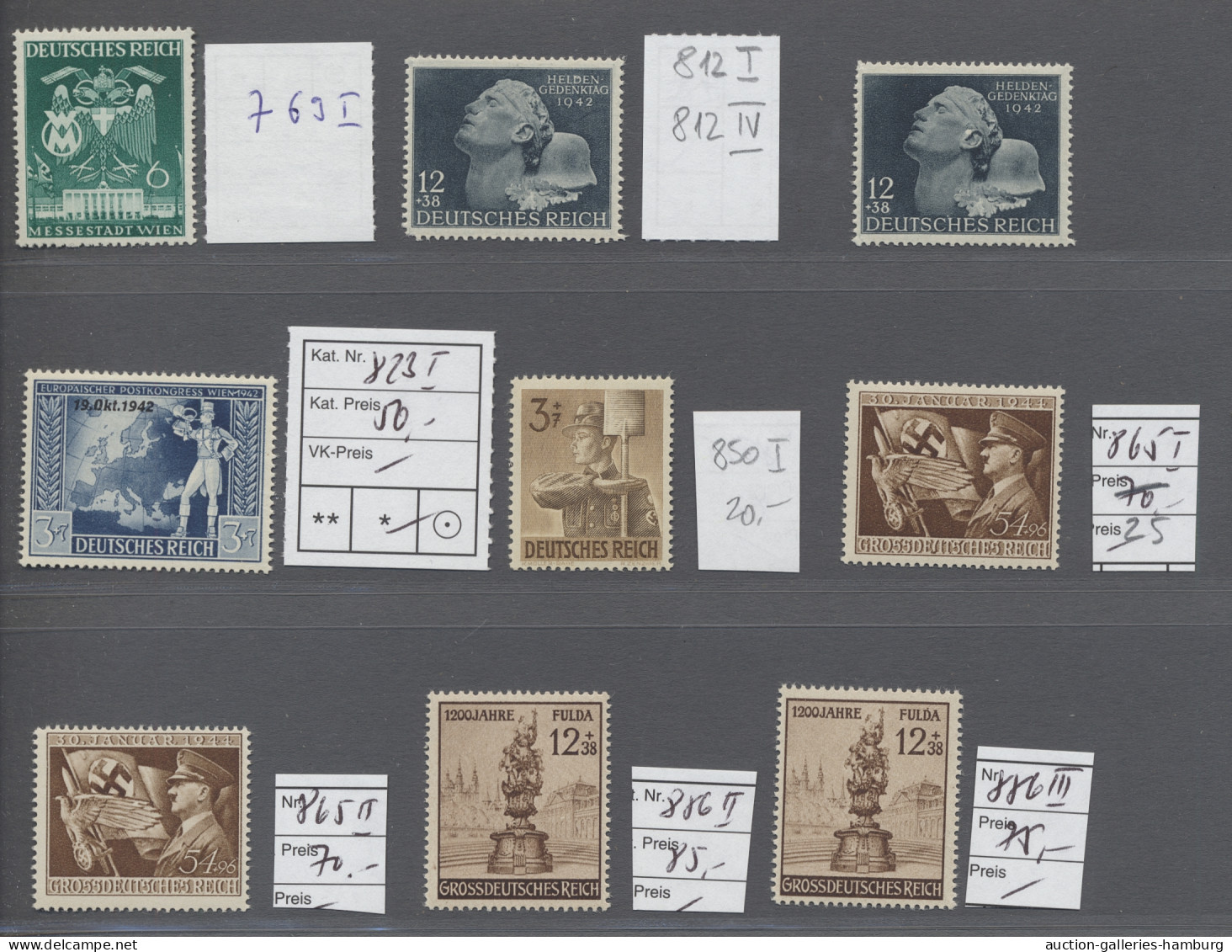 **/* Deutsches Reich - 3. Reich: 1941-1944, Plattenfehler, 14 Verschiedene Meist Unte - Unused Stamps