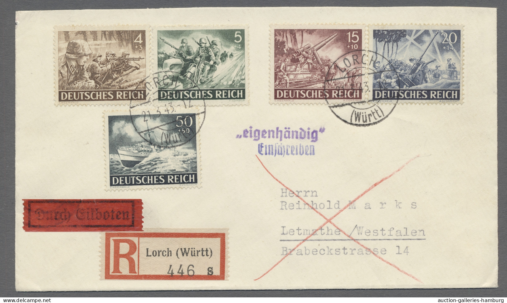 FDC Deutsches Reich - 3. Reich: 1943, Tag Der Wehrmacht I, Der Komplette Satz Vertei - Autres & Non Classés