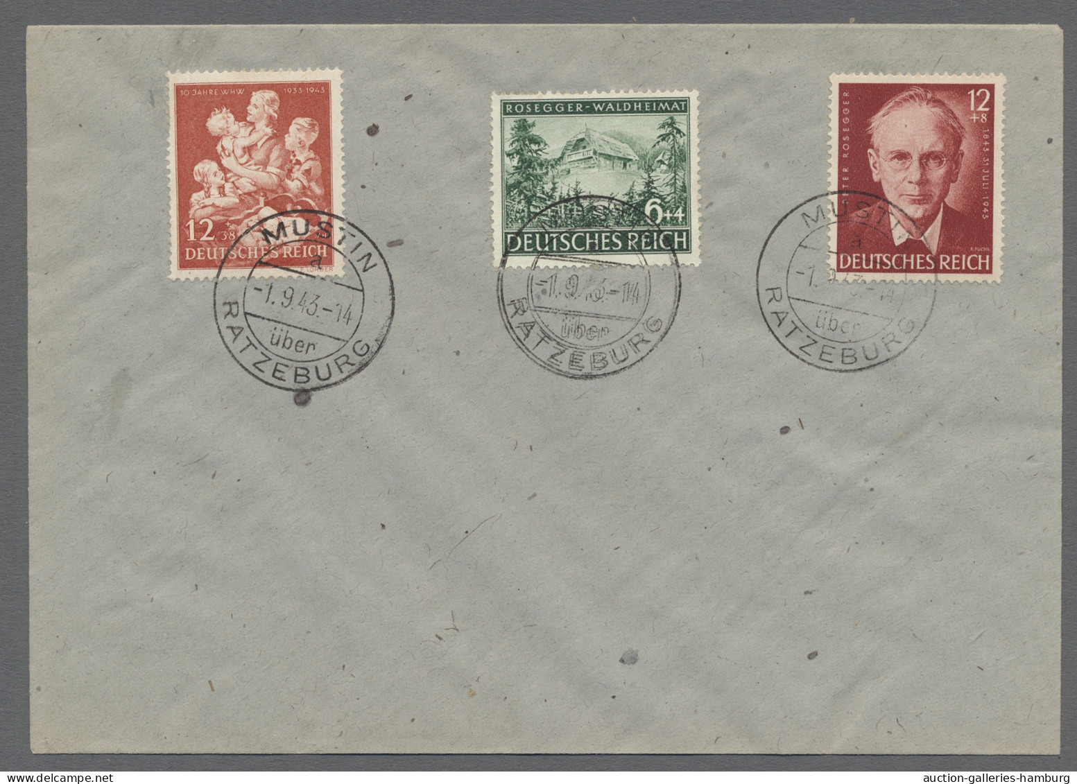 FDC Deutsches Reich - 3. Reich: 1943, 10 Jahre Winterhilfswerk, 12 + 38 Rpf. Bräunli - Autres & Non Classés