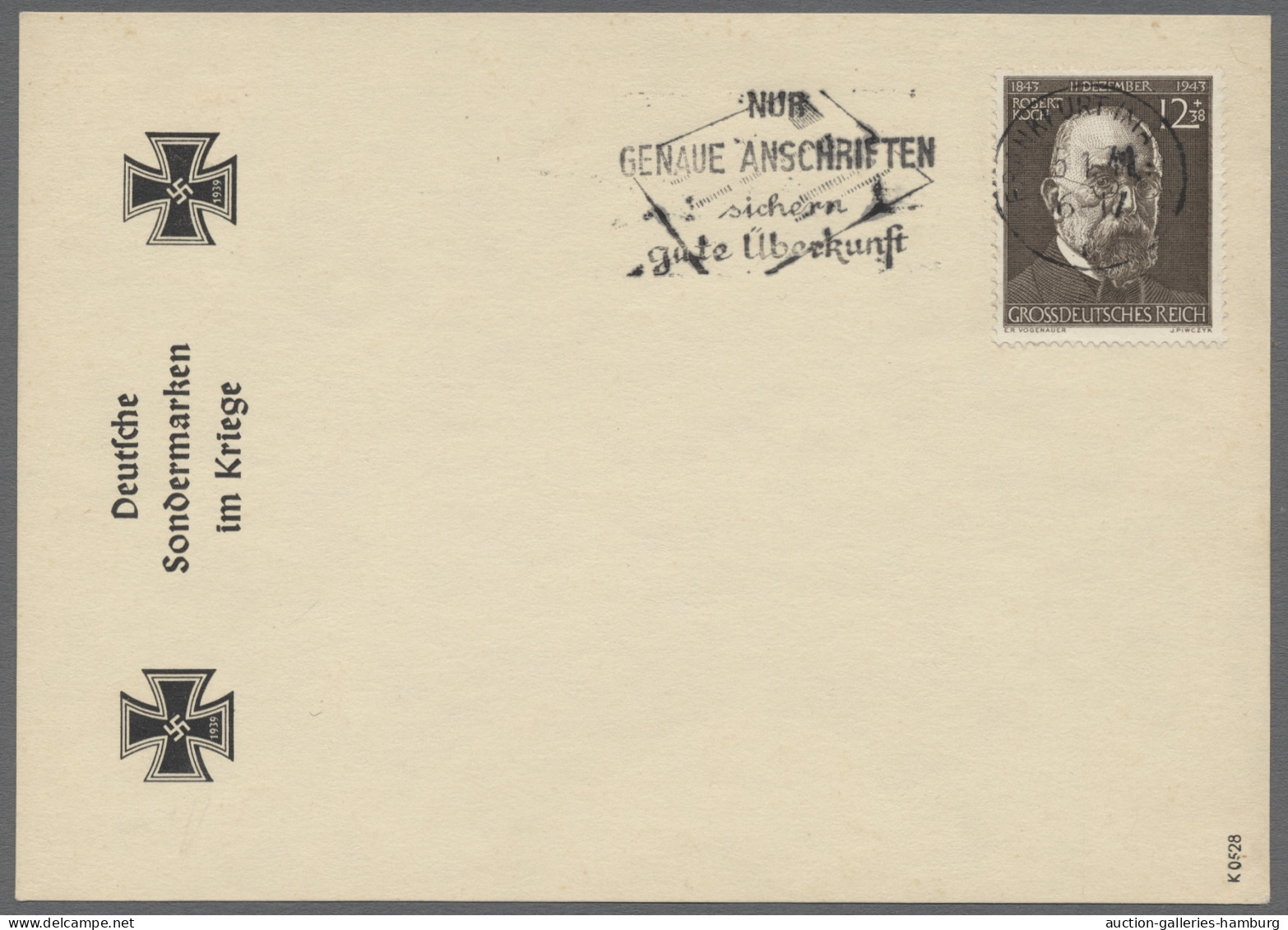 FDC Deutsches Reich - 3. Reich: 1944, Robert Koch 100. Geburtstag, 12 + 38 Rpf. Schw - Autres & Non Classés