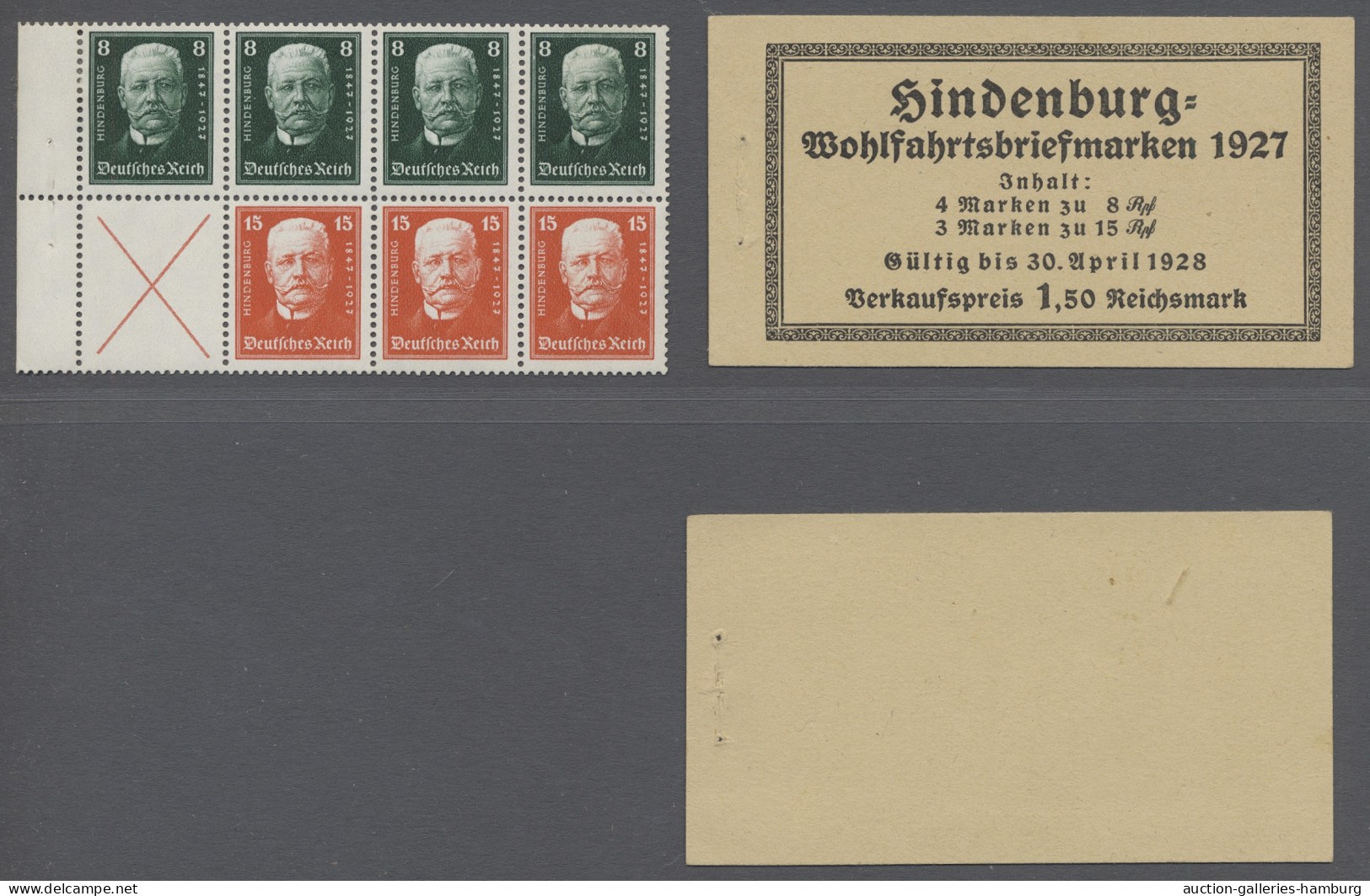 * Deutsches Reich - Zusammendrucke: 1927, Hindenburgspende, Das MH-Blatt Des Heftc - Se-Tenant