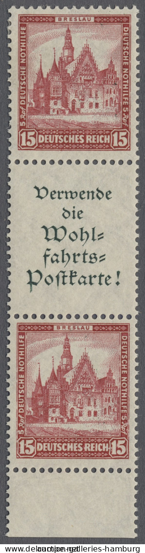 */** Deutsches Reich - Zusammendrucke: 1931, Nothilfe, 15 Rpf. Zweimal Mit Reklamefel - Se-Tenant