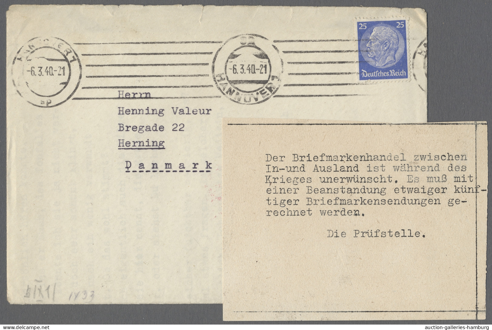 Brf. Deutsches Reich - Besonderheiten: 1940, 6.3., Brief Nach Dänemark Mit Vollst. In - Other & Unclassified