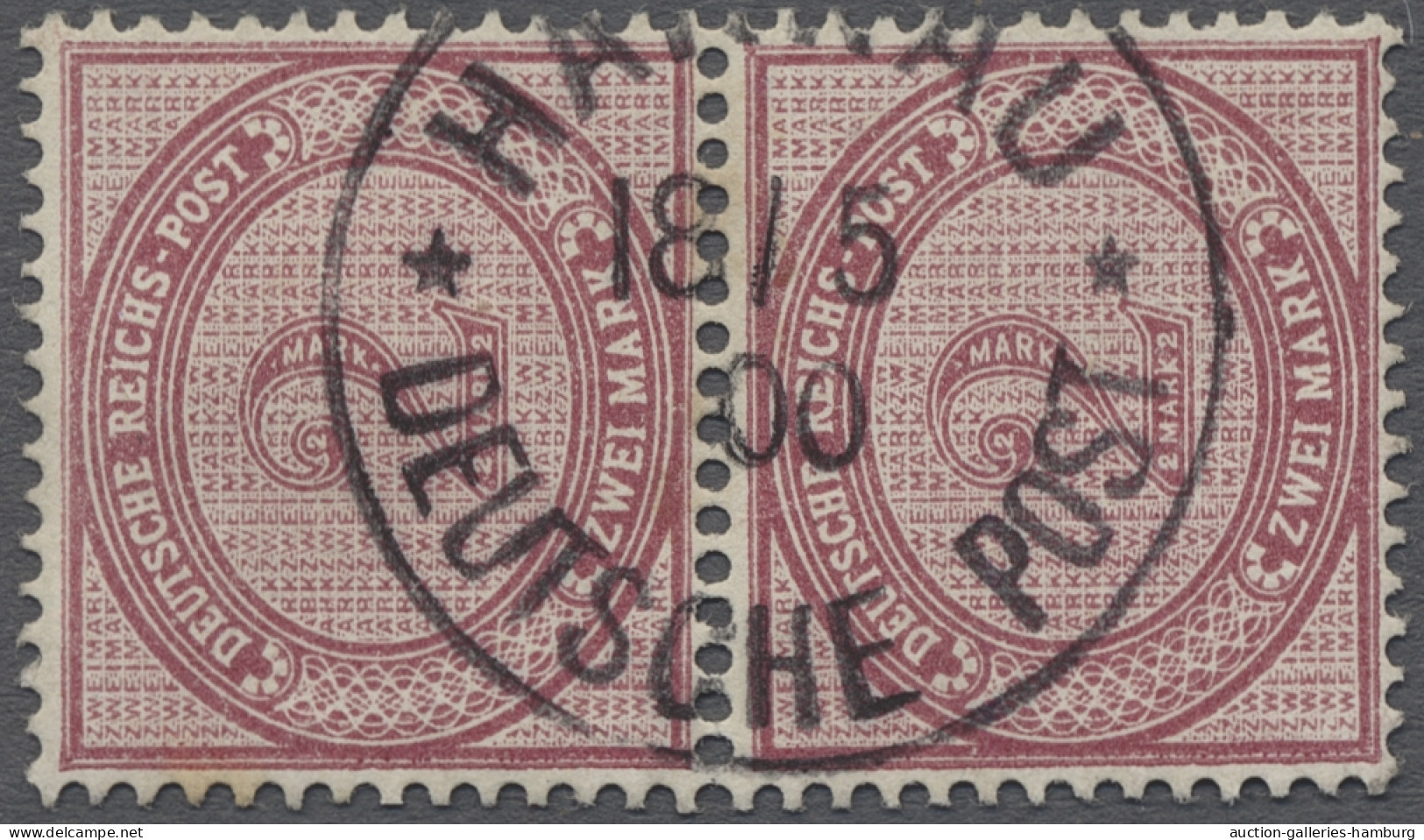 O/Paar Deutsche Post In China - Vorläufer: 1900, Innendienst, 2 Mark Braunpurpur, Senkr - China (offices)