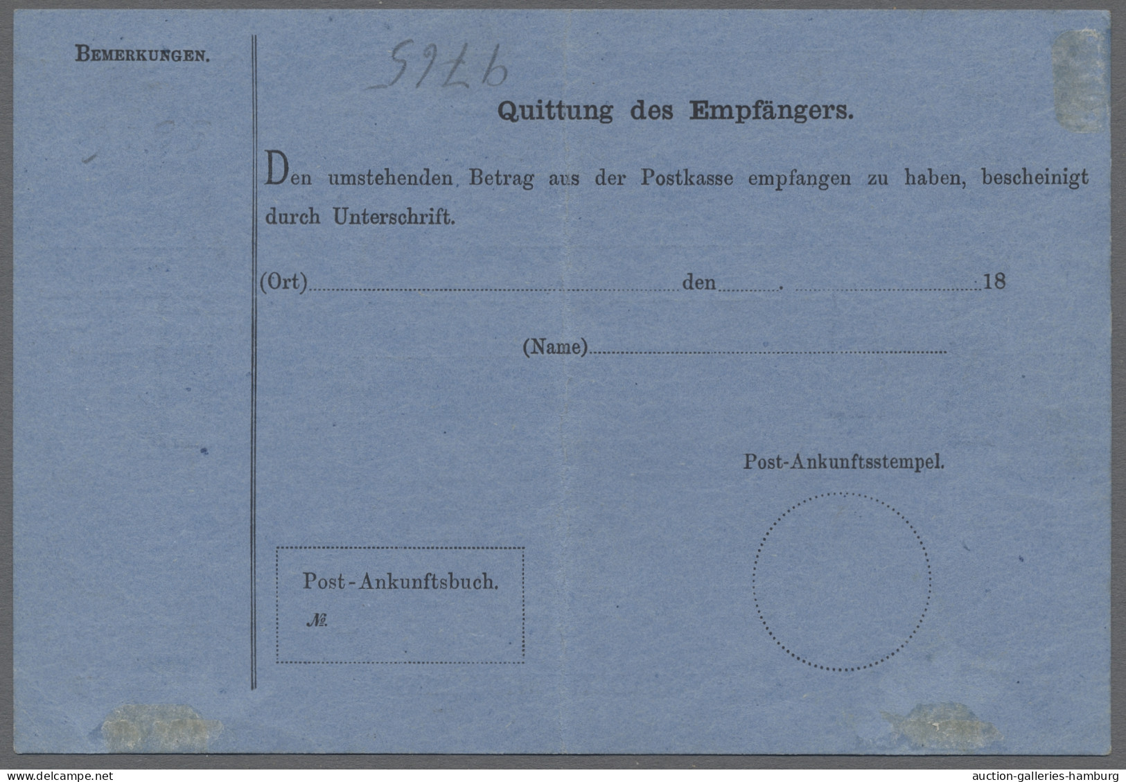 Brf. Deutsche Post In China: 1901, Blaue "Feld-Postanweisung" Mit Aufgeklebter 50 Pfg - China (kantoren)