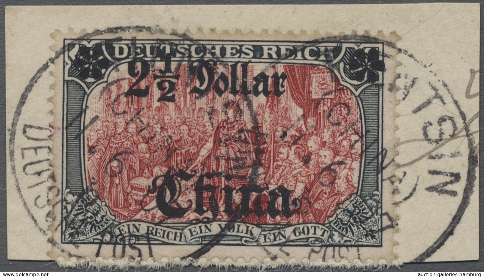 Briefstück Deutsche Post In China: 1907, DEUTSCHES REICH Mit Wz., Reichsgründungsfeier 5 Ma - China (kantoren)