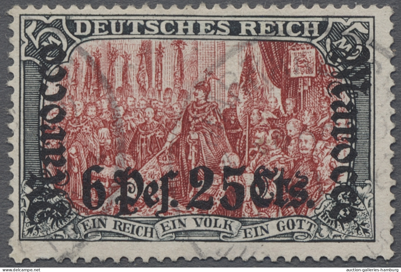 O Deutsche Post In Marokko: 1905, DEUTSCHES REICH Ohne Wz., Reichsgründungsfeier, - Marokko (kantoren)