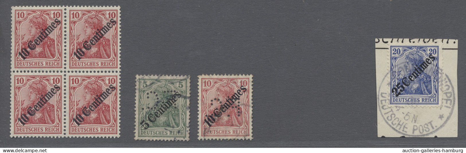 **/*/o Deutsche Post In Marokko: 1908, Germania Mit Diagonalem Aufdruck, 5 C. - 100 C. - Morocco (offices)