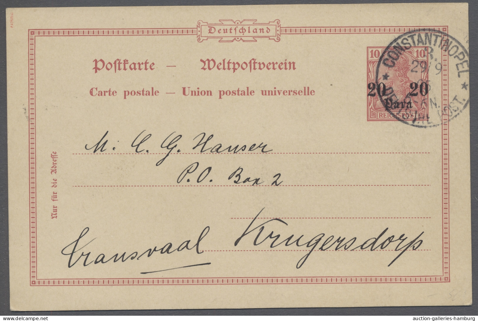 O Deutsche Post In Der Türkei - Ganzsachen: 1906, Germania 10 Pfg.-Postkarte Mit G - Turquie (bureaux)