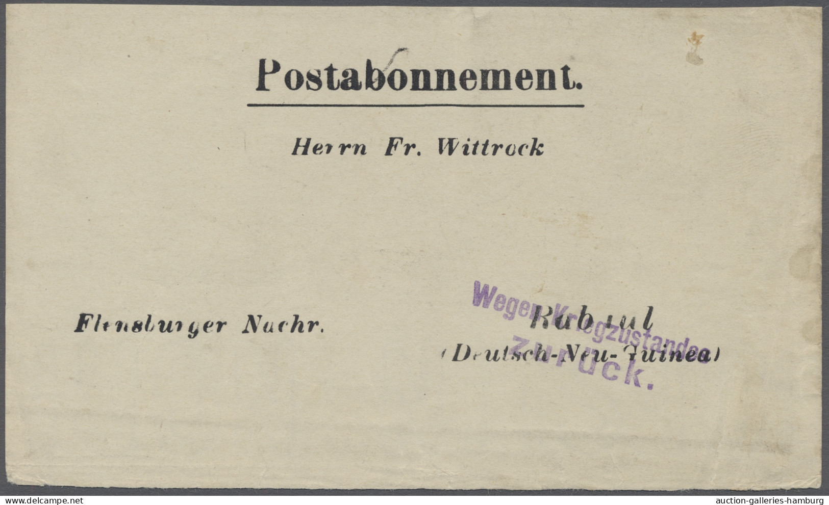 Deutsch-Neuguinea - Besonderheiten: 1914, Vorderseite Einer Zeitungssendung Der - Duits-Nieuw-Guinea