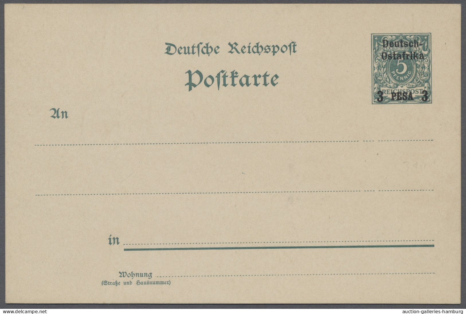 GA Deutsch-Ostafrika - Ganzsachen: 1896, Die Ungebrauchten Ganzsachenkarten 3 Pesa - Afrique Orientale