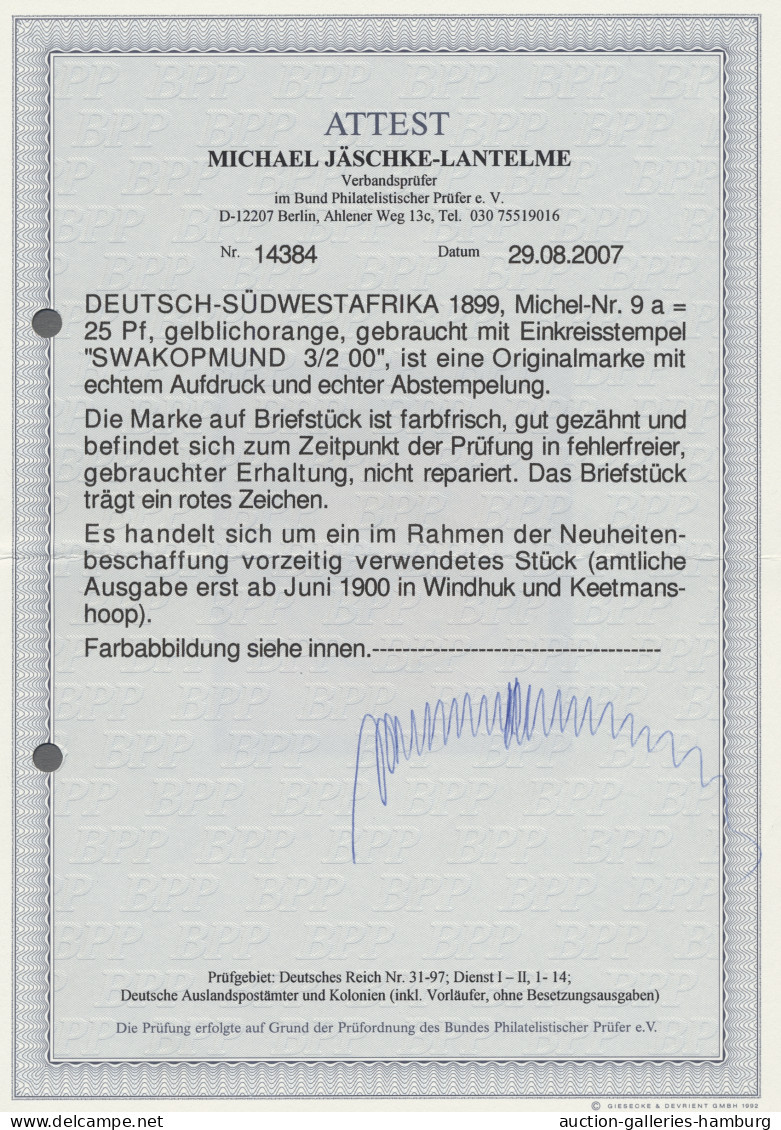 Briefstück Deutsch-Südwestafrika: 1900, Krone / Adler, 25 Pf. Gelblichorange Mit Überdruck - Deutsch-Südwestafrika