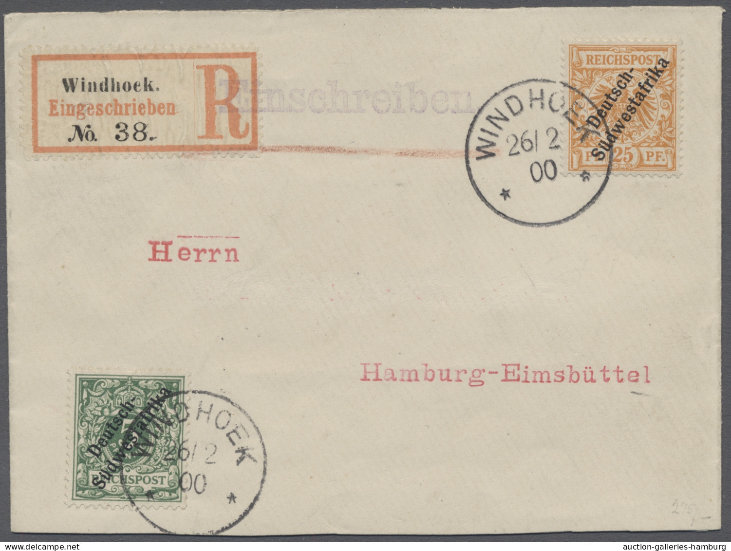 Brf. Deutsch-Südwestafrika: 1900, Krone / Adler Mit Aufdruck Des Landesnamens In Zwei - Deutsch-Südwestafrika