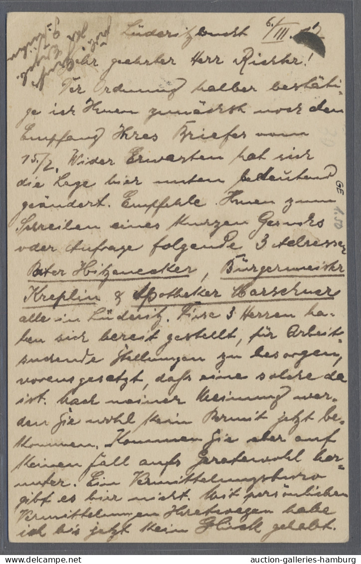 Brf. Deutsch-Südwestafrika - Besonderheiten: Mandatszeit 1917, 1/2d Ganzsachenkarte V - Duits-Zuidwest-Afrika