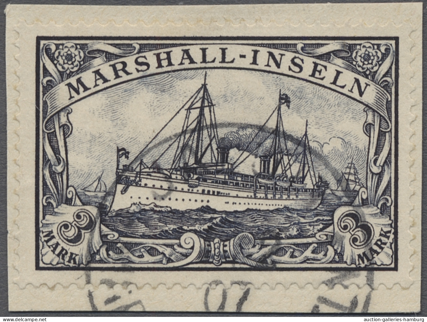 O/Briefstück Deutsche Kolonien - Marshall-Inseln: 1901, Kaiseryacht Ohne Wz., Die Vier Markwe - Marshall-Inseln