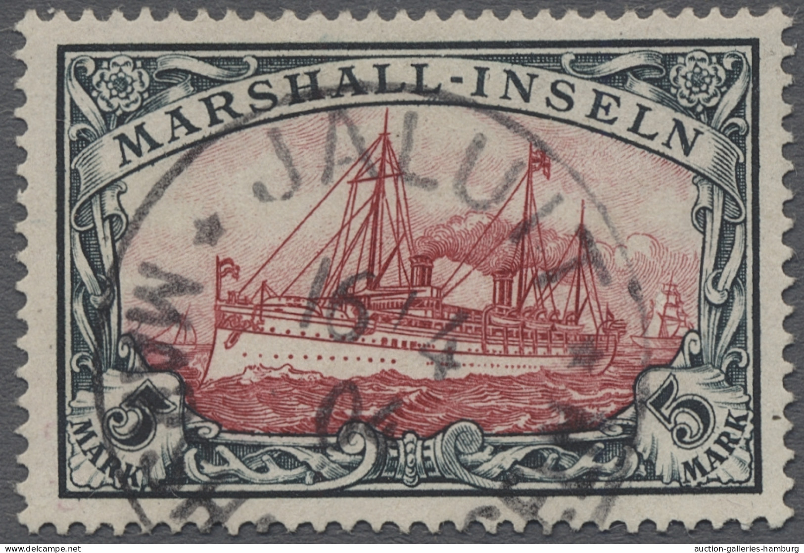 O/Briefstück Deutsche Kolonien - Marshall-Inseln: 1901, Kaiseryacht Ohne Wz., Die Vier Markwe - Islas Marshall