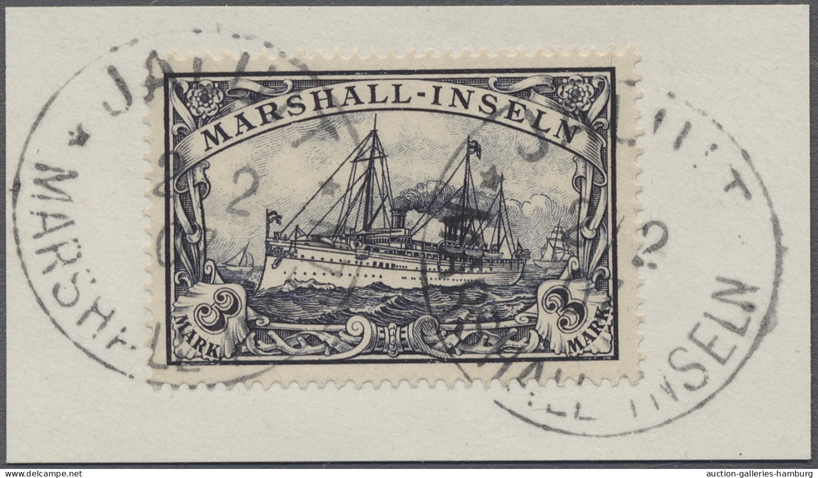 Briefstück Deutsche Kolonien - Marshall-Inseln: 1907, Kaiseryacht Ohne Wz., Die Beiden Höch - Islas Marshall