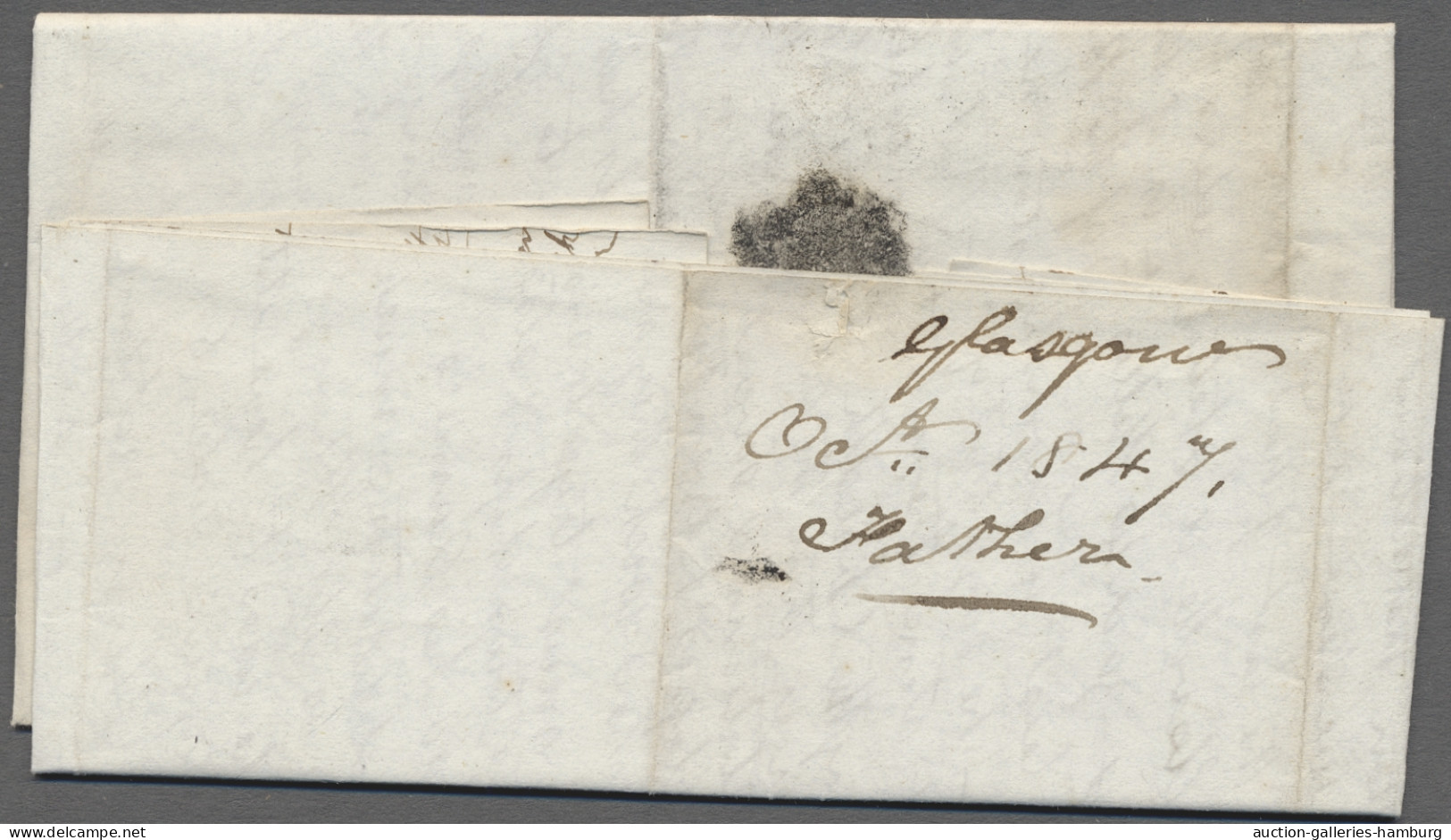 Brf. Deutsche Kolonien - Samoa - Vorläufer: 1847, Brief Aus Glasgow An "Rev. H. Nisbe - Samoa