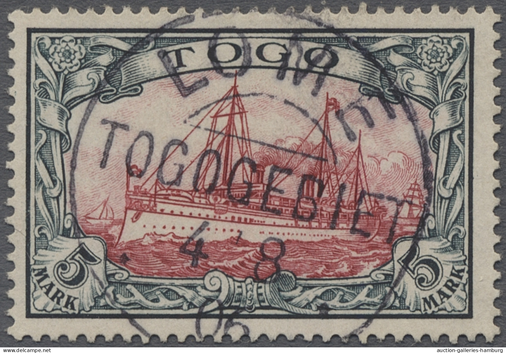 O Deutsche Kolonien - Togo: 1906, Kaiseryacht Ohne Wz., Höchstwert 5 M. Grünschwar - Togo
