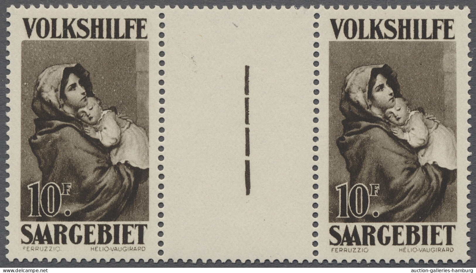 ** Deutsche Abstimmungsgebiete: Saargebiet: 1929, Volkshilfe - Gemälde, 10 Fr. + 8 - Neufs