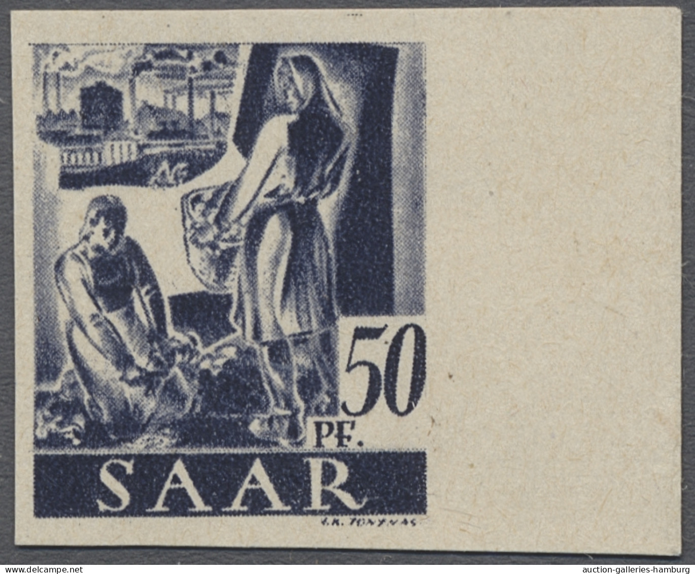 * Saarland (1947/56): 1947, 50 Und 60 Pfg. Als Ungezähnte Rechte Randstücke, Ungeb - Neufs