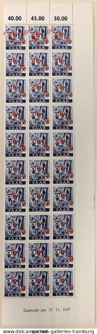 **/* Saarland (1947/56): 1947, Saar II, Neudruck, 10 Fr. Auf 50 Pf. Schwärzlichlilaul - Unused Stamps