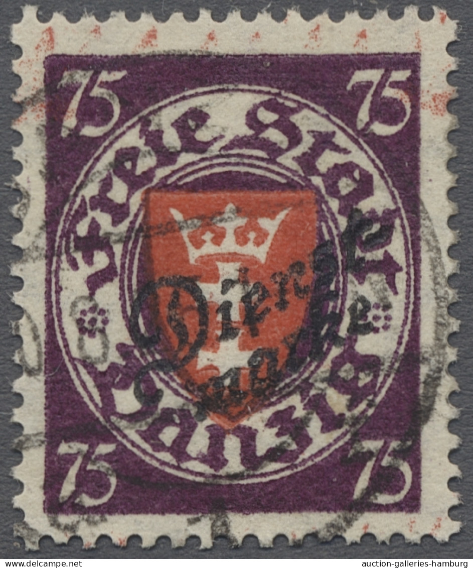 O Danzig - Dienstmarken: 1924-25, Aufdrucksatz Kpl. 11 Werte Sauber Gestempelt, Mi - Andere & Zonder Classificatie