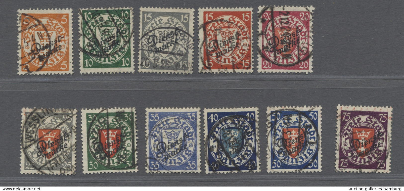 O Danzig - Dienstmarken: 1924-25, Aufdrucksatz Kpl. 11 Werte Sauber Gestempelt, Mi - Other & Unclassified