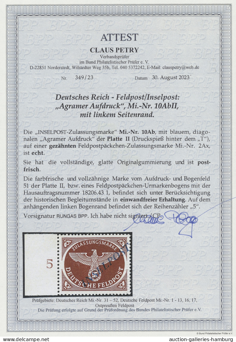 ** Feldpostmarken: 1944, Feldpostmarke Gezähnt Mit Dunkelblauem Agramer Aufdruck "I - Sonstige & Ohne Zuordnung
