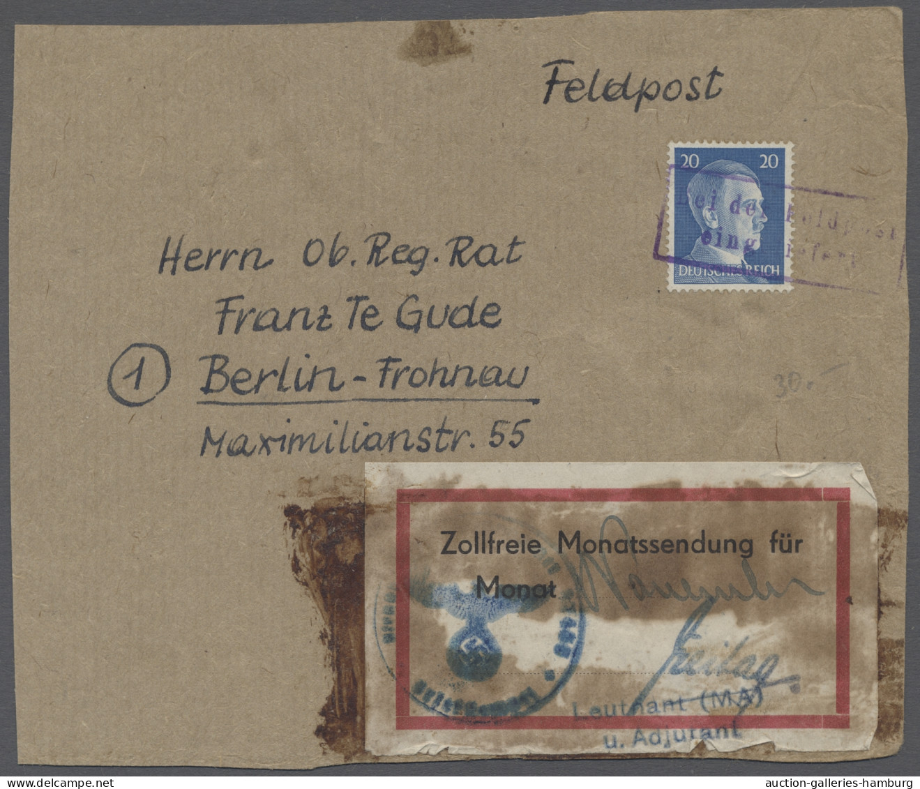 Brf. Feldpost 2. Weltkrieg: 1942 (ca.), Feldpost-Päckchenadresse Mit Gedrucktem Aufkl - Autres