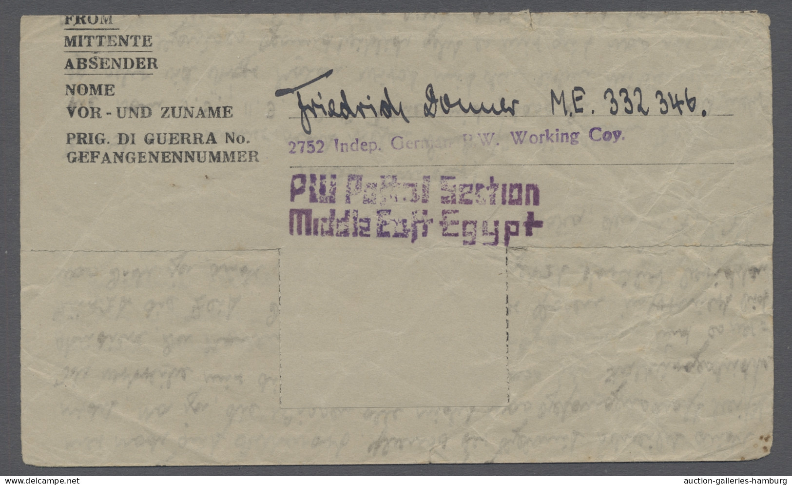 Brf. Kriegsgefangenen-Lagerpost: ATTAKA/ÄGYPTEN; 1947, Brief Aus Dem Britischem Krieg - Otros