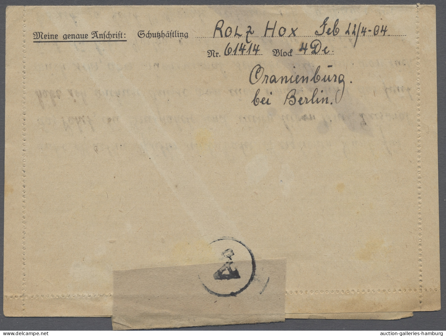 Brf. KZ-Post: 1944, 11.2., Brief Aus Dem KZ Sachsenhausen Mit 25 Pfg. Hitler Nach Nor - Covers & Documents