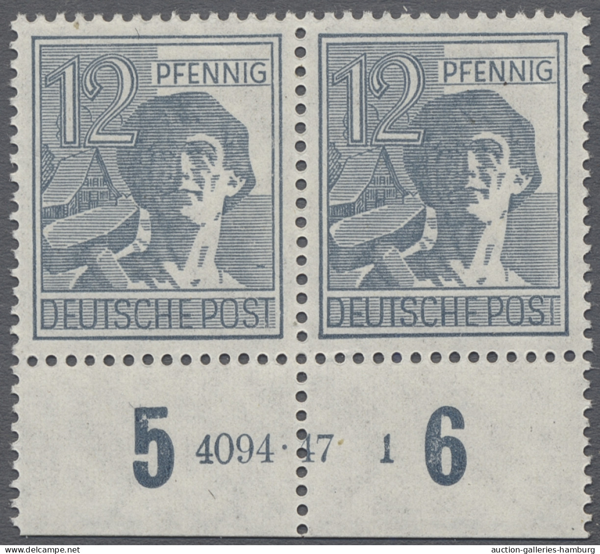 ** Alliierte Besetzung - Gemeinschaftsausgaben: 1947, 2. Kontrollratsausgabe 12 Pfg - Autres & Non Classés