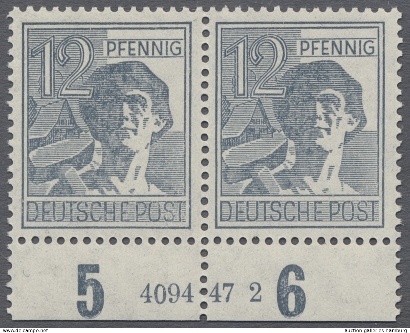 ** Alliierte Besetzung - Gemeinschaftsausgaben: 1947, 2. Kontrollratsausgabe 12 Pfg - Sonstige & Ohne Zuordnung