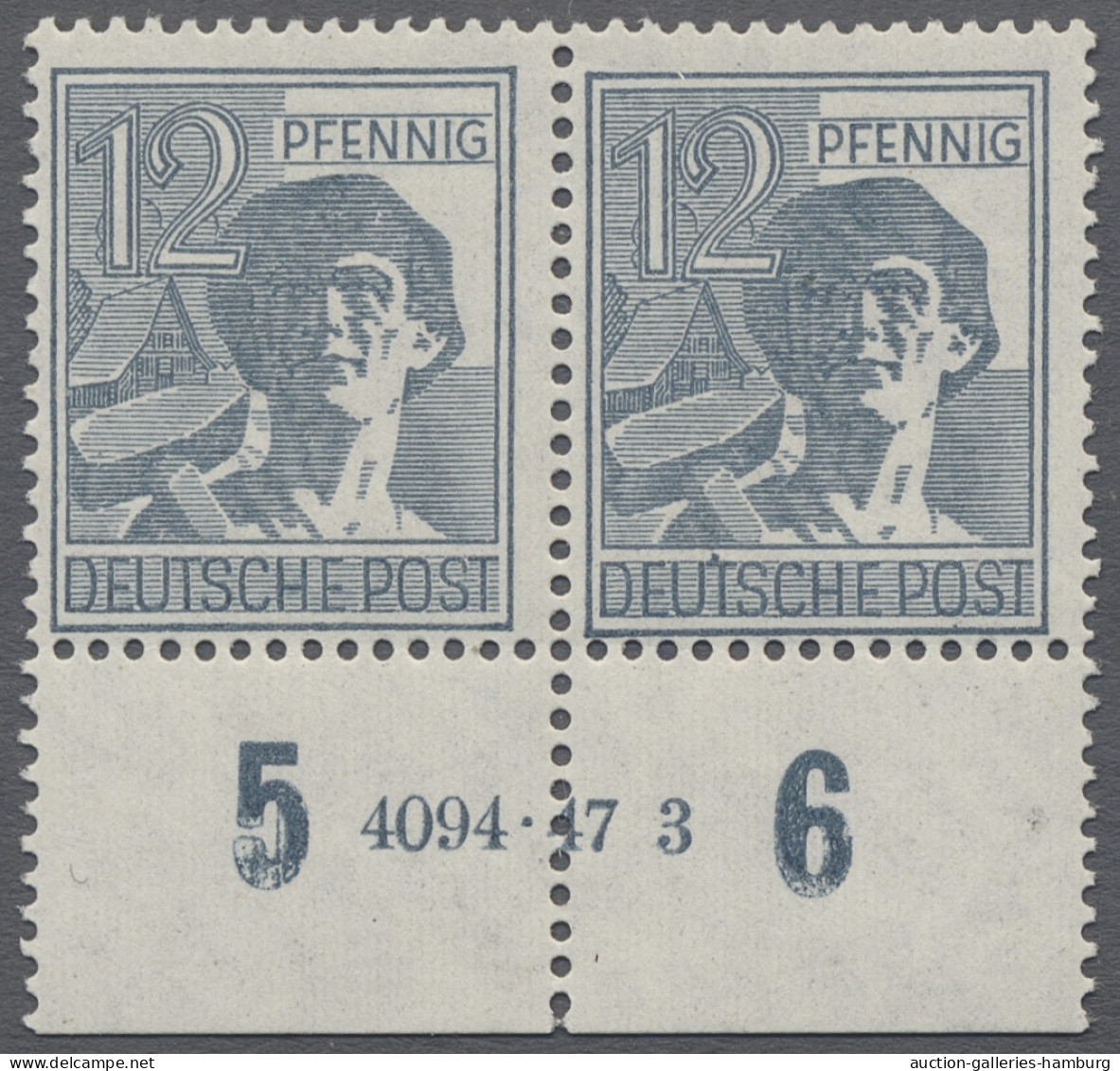 ** Alliierte Besetzung - Gemeinschaftsausgaben: 1947, 2. Kontrollratsausgabe 12 Pfg - Otros & Sin Clasificación