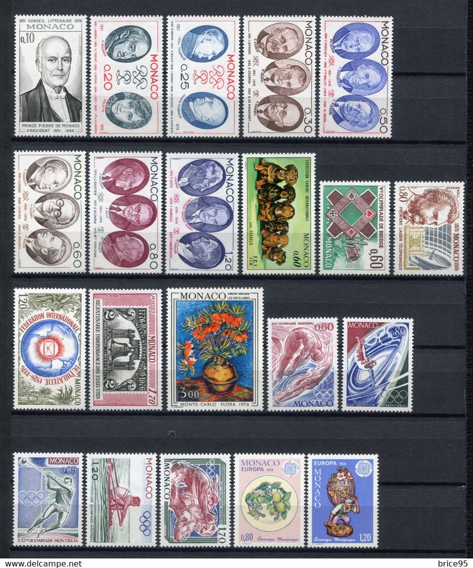 Monaco - YT N° 1043 à 1078 ** - Neuf Sans Charnière - Année Complète - 1976 - Full Years