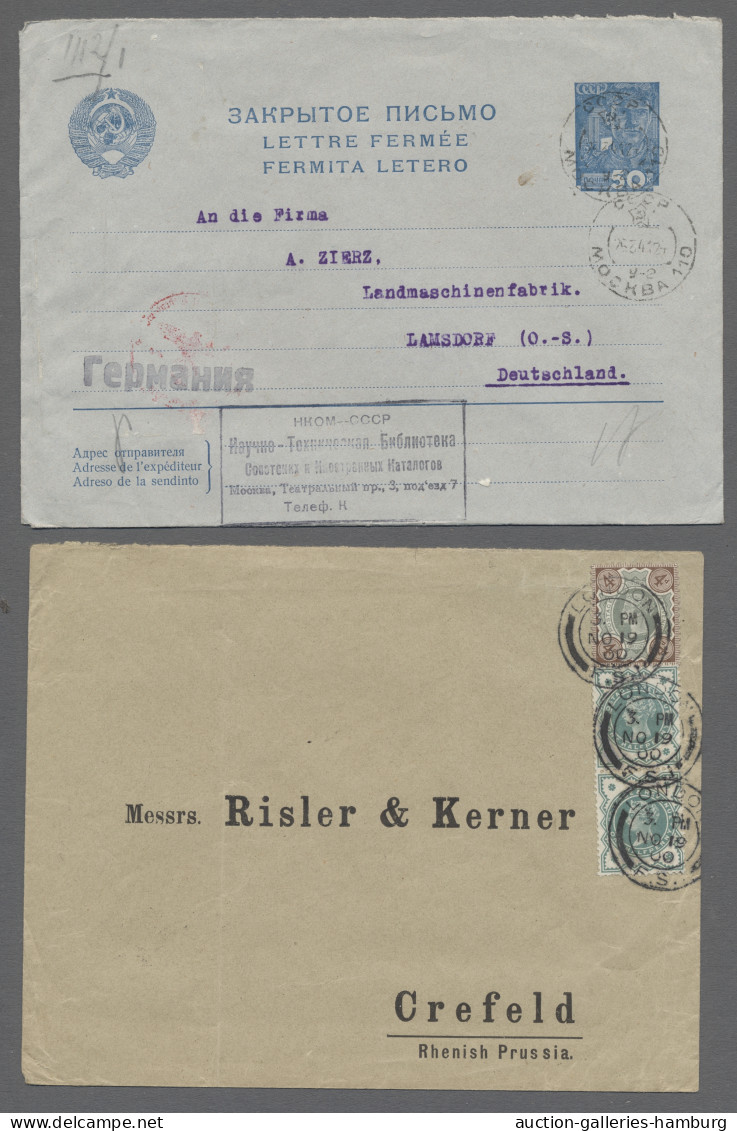 Cover/GA World Wide: 1890-1955 (ca.), BELEGE, Rund 220 Belege Und 90 Ganzsachen In Drei A - Sammlungen (ohne Album)