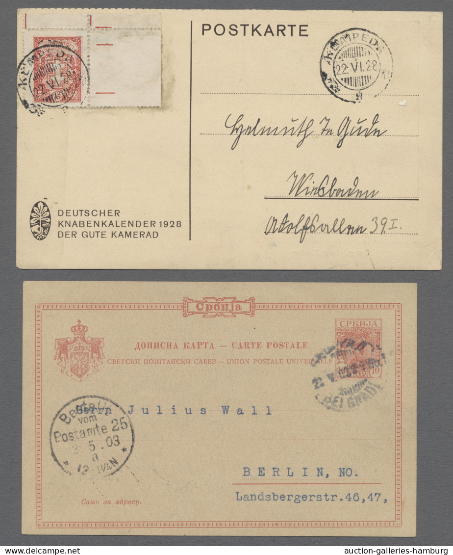 Cover/GA World Wide: 1890-1955 (ca.), BELEGE, Rund 220 Belege Und 90 Ganzsachen In Drei A - Sammlungen (ohne Album)