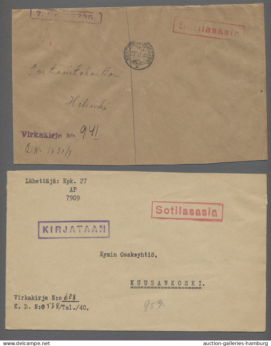 Brf. Liquidationsposten: Finnland - Besonderheiten - FELDPOST, 1939-1944, Rund 150 Br - Postzegeldozen