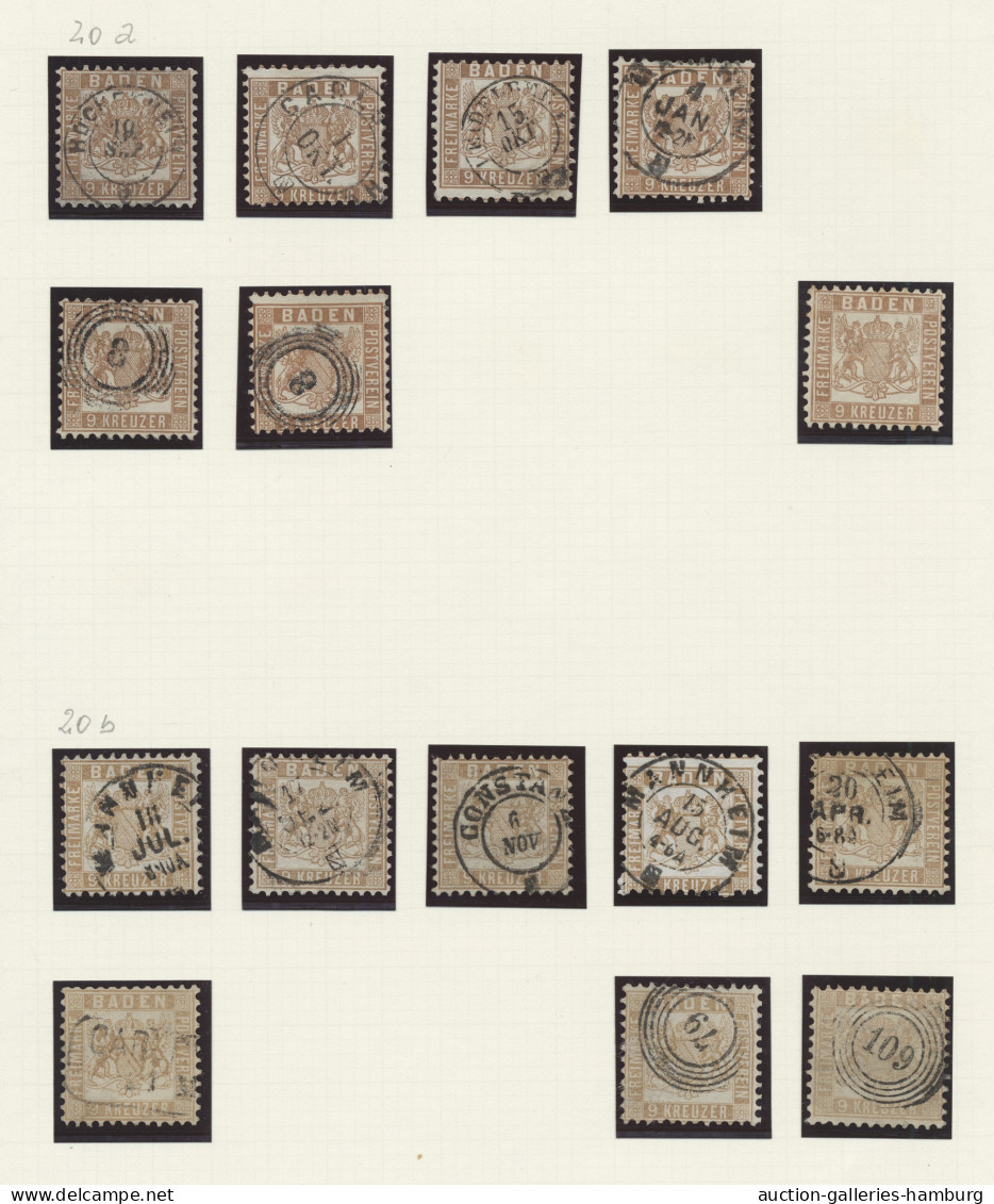 o/**/*/(*) Baden - Marken und Briefe: 1851-1868, überwiegend gestempelte Sammlung in einem