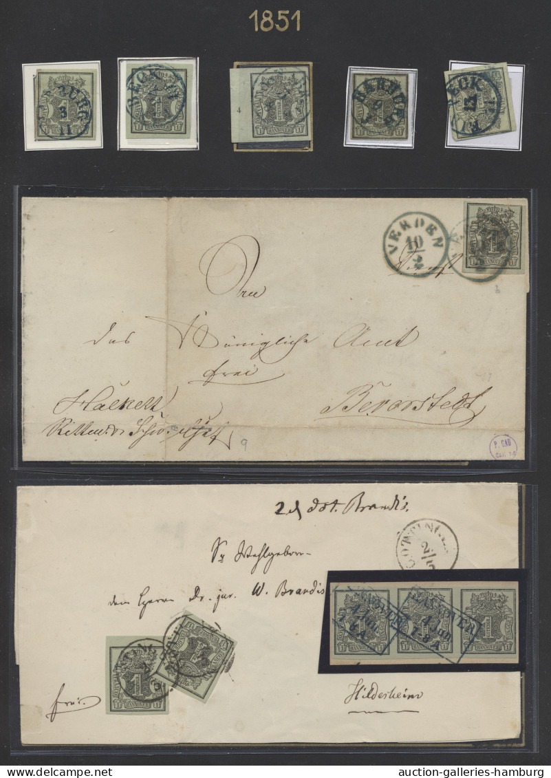 O/*/(*) Hannover - Marken Und Briefe: 1850-1864, überwiegend Gestempelte Sammlung In Ein - Hanovre