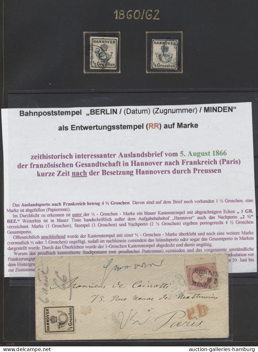 O/*/(*) Hannover - Marken Und Briefe: 1850-1864, überwiegend Gestempelte Sammlung In Ein - Hanover