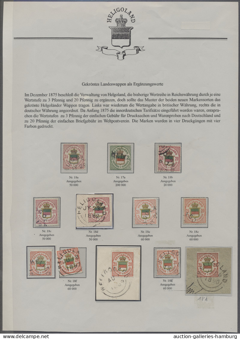 O/Briefstück Helgoland - Marken Und Briefe: 1876, Farbstudie Von 11 Gestempelten Werten Der M - Heligoland