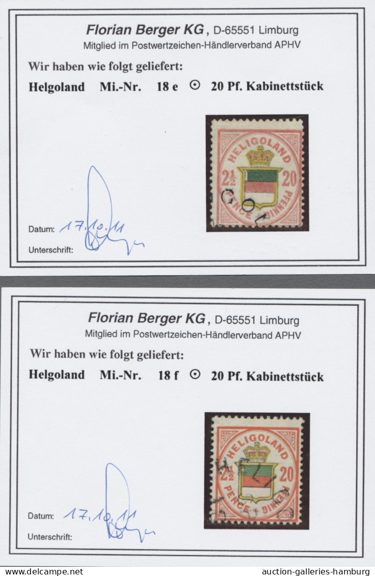 O/Briefstück Helgoland - Marken Und Briefe: 1876, Farbstudie Von 11 Gestempelten Werten Der M - Héligoland