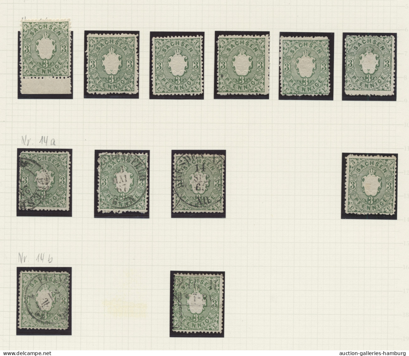 o/Briefstück/*/(*) Sachsen - Marken und Briefe: 1851-1863, überwiegend gestempelte Sammlung in eine