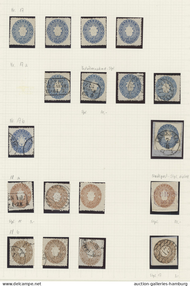 o/Briefstück/*/(*) Sachsen - Marken und Briefe: 1851-1863, überwiegend gestempelte Sammlung in eine