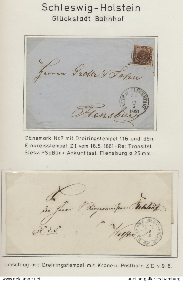 Brf./o/Briefstück Schleswig-Holstein - Ortsstempel: GLÜCKSTADT; 1827-1864, Kleine Sammlung Mit 2 B - Sonstige & Ohne Zuordnung