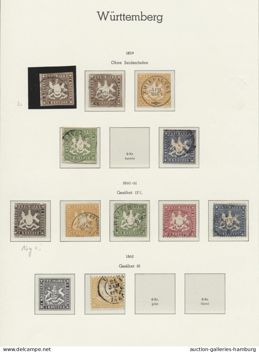 O Württemberg - Marken Und Briefe: 1851-1875, Gestempelte Sammlung In Einem Vordru - Autres & Non Classés